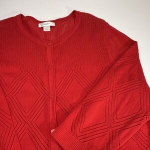 CJ Banks Short Sleeve Button Up Cardigan Top Women Size 1X Extra Lrg Red